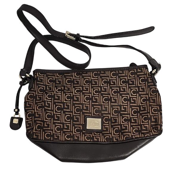 Liz Claiborne Vtg Chic Designer Crossbody Bag in Brown and Tan Adj Strap Zip Clo - Picture 1 of 11